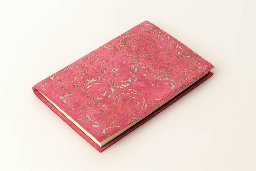 Notizbuch, Blanko, Velourleder rosa