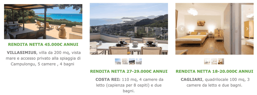 terrazza con vista mare in Sardegna e camera da letto di una casa con esempi di redditività