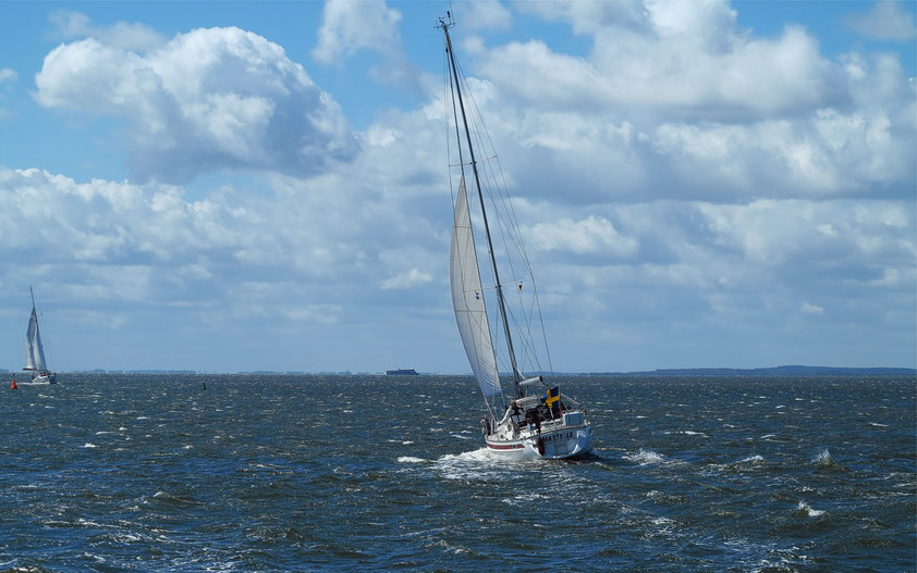 Mit der Personenfähre von Schaprode nach Vitte (Hiddensee) mit Blick nach achtern