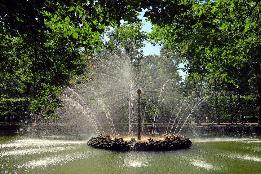 Im Unteren Garten: eine der originellen Wasserspiele von über 150 Fontänen 