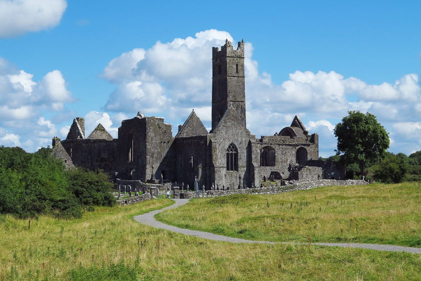 Quinn Abbey, ein ehemaliges Franziskanerkloster in Quin im County Clare, eröffnet 1433