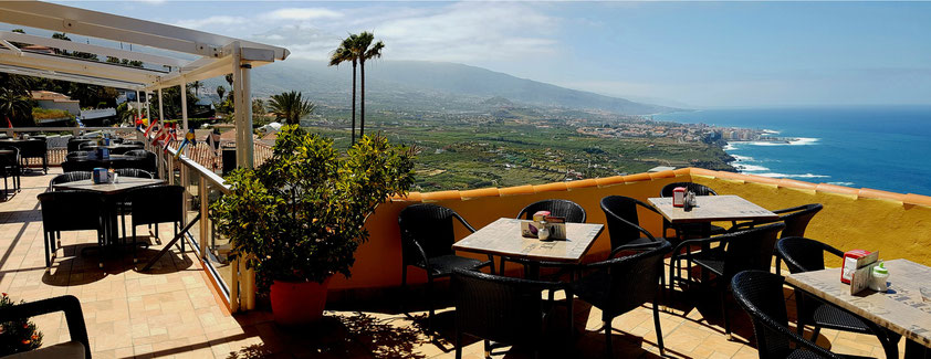 Café Vista Paraíso in Santa Ursula, Blick ins Orotava-Tal und nach Puerto de la Cruz