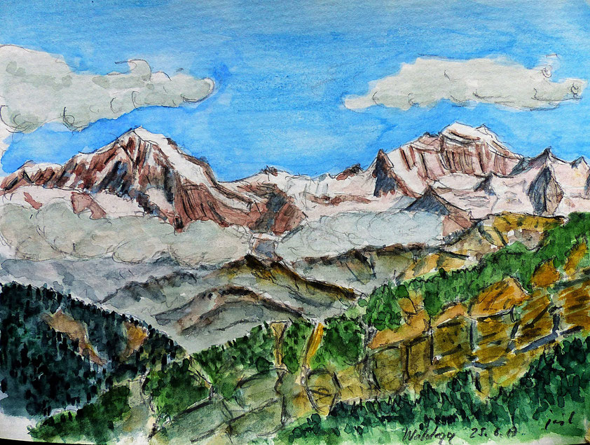 Foto: HansTribolet.jimdo.com,  Aquarelle Berge, Bergmaler, Watercolors from Swiss Mountains
