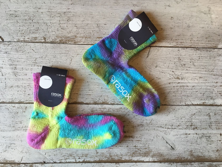 rasox(ラソックス) Tie-Dye Mid Socks 各¥1,600(+TAX)