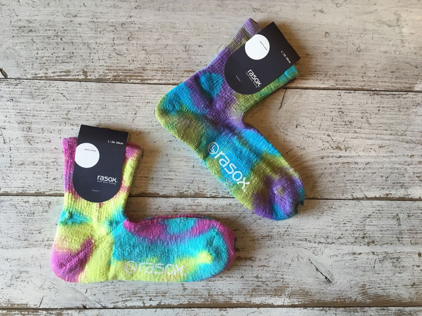 rasox（ラソックス） Tie-Dye Mid Socks　各￥1,600（+TAX）