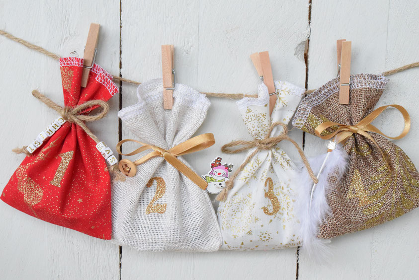 calendrier de l'avent 24 sachets numérotés à remplir