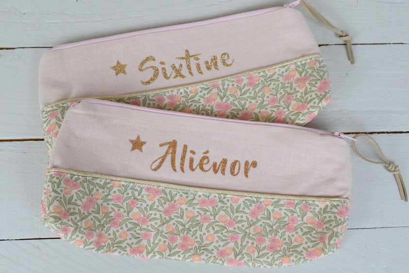 Trousse école prénom garçon enfant Pirate bleu blanc