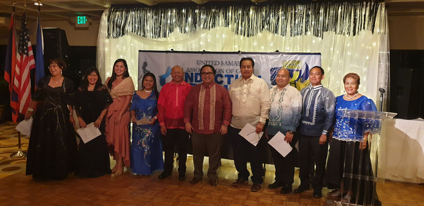 Consul Mark Francis C. Hamoy (5th from right), Acting Head of Post of the Philippine Consulate General in Agana, administered the oath of office of the new officers of the United Samar Association of Guam (USAG).