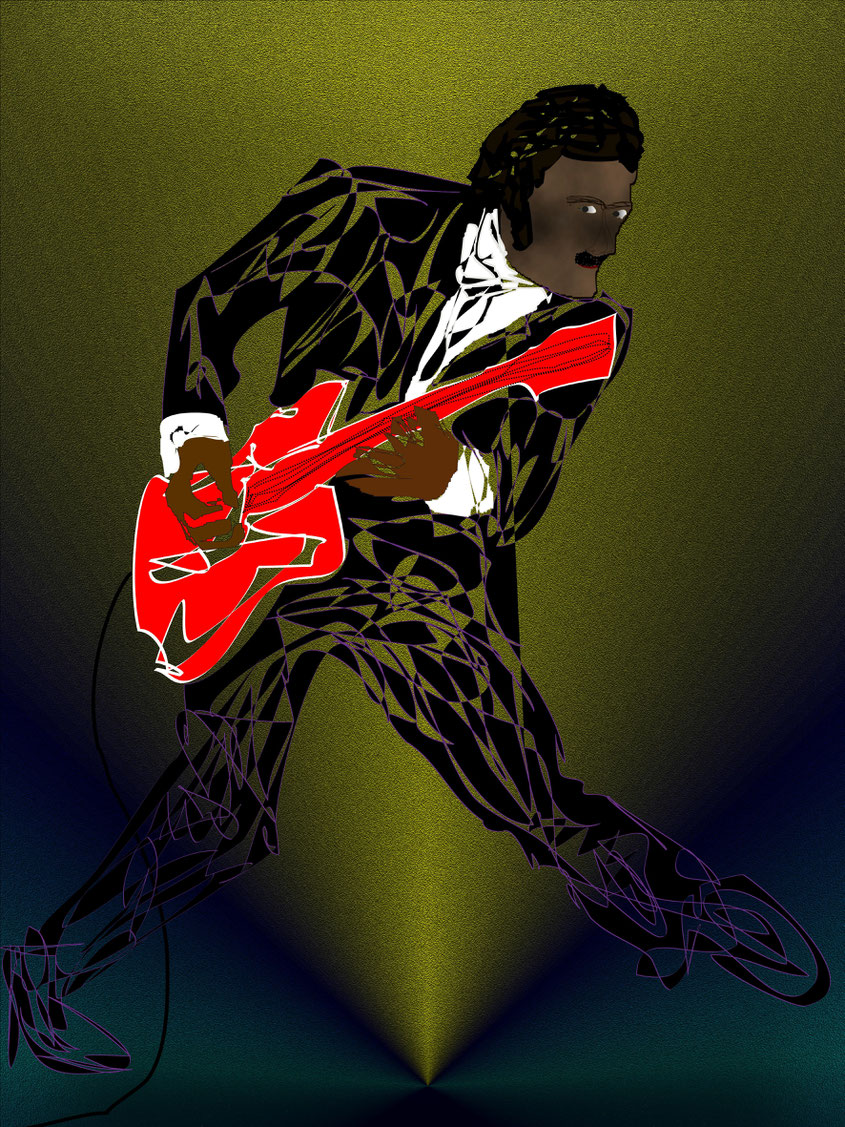 Josef Grunwald, Vektorgrafik, "Chuck Berry" Komponist und Interpret des Rocksongs "Roll Over Beethoven"