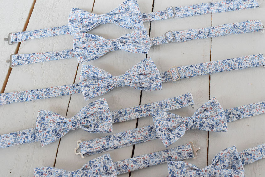 noeud papillon liberty bleu garçon cérémonie mariage communion