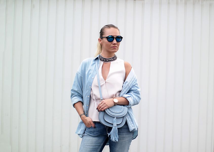 Outfit Light Blue | Zara Jeanshemd Maui & Sons and Guess Glamour Shirt | hot-port.de | 30+ Style Blog