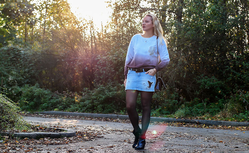 Outfit Ombre Herbstlook mit dem G-Star Preston Dip Dye | Sweatshirt im Ombre Look zum Jeans Mini | hot-port.de | Lifestyle & Fashion Blog