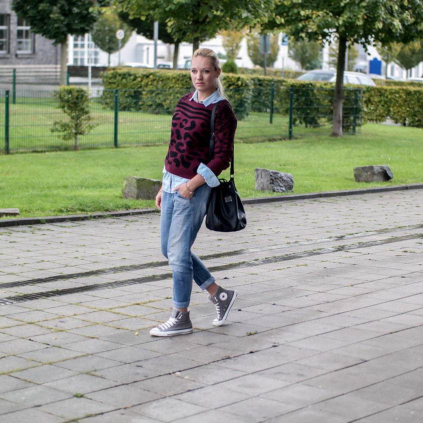 Outfit | Sporty Boyfriend Look aus Converse Chucks - Diesel Jeans & Vintage Leo Pulli aus der Zalando Collection | hot-port.de | 30+ Fashion Blog