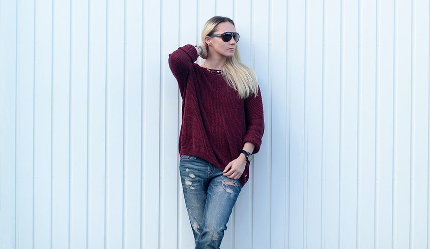 How to style a boyfriend jeans | Boyfriend Jeans und lässiger Pullover | www.hot-port.de | 30+ Style Blog