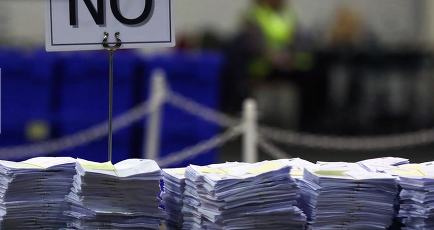 Immagine: il "NO" degli avversaria all'UE per ritrovare l'indipendenza del loro paese; ; foto: ARD, www.tagesschau.de, 19.9.2014