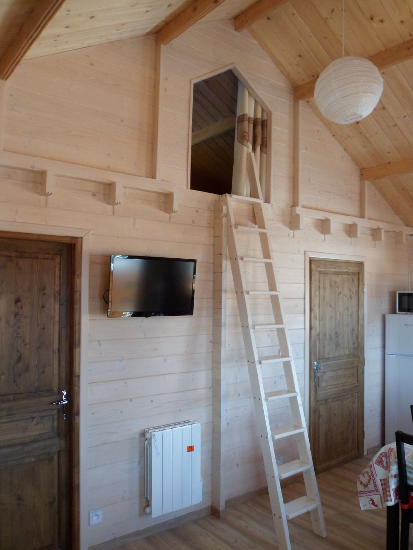 acces mezzanine par échelle de meunier fixée 