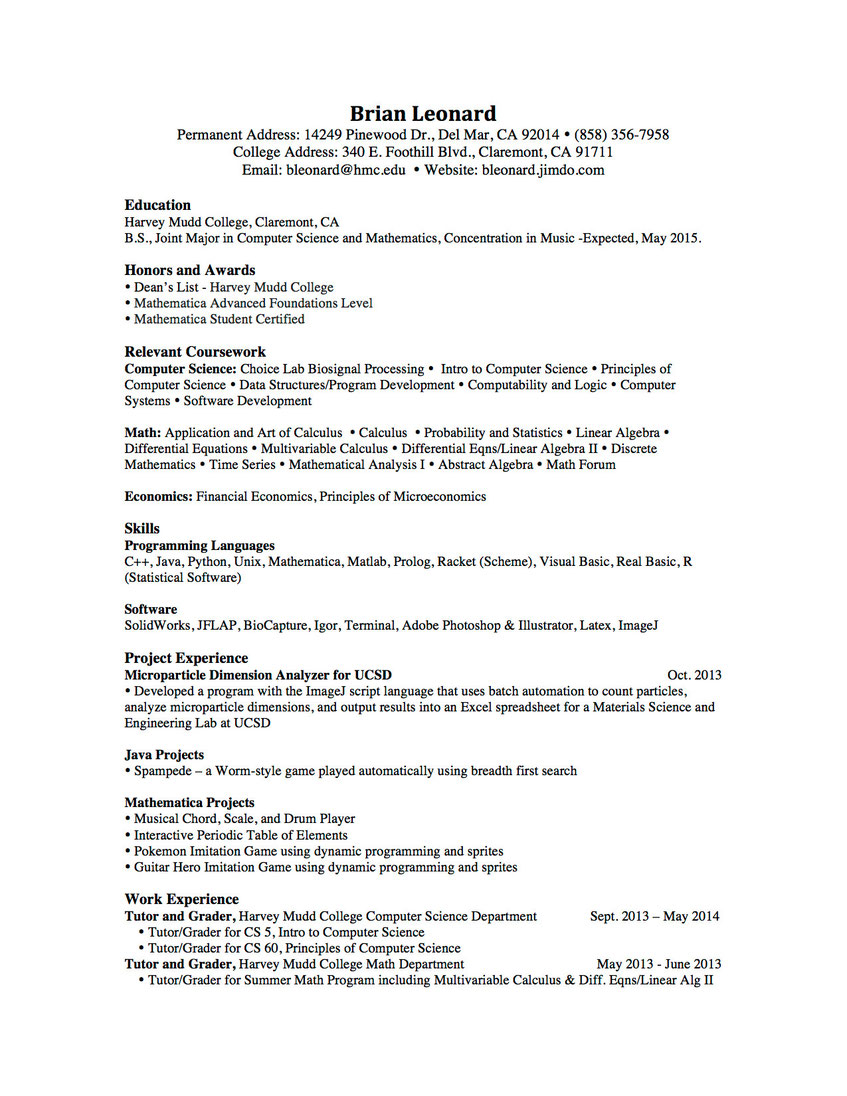 Resume Bleonard Resume Bleonard