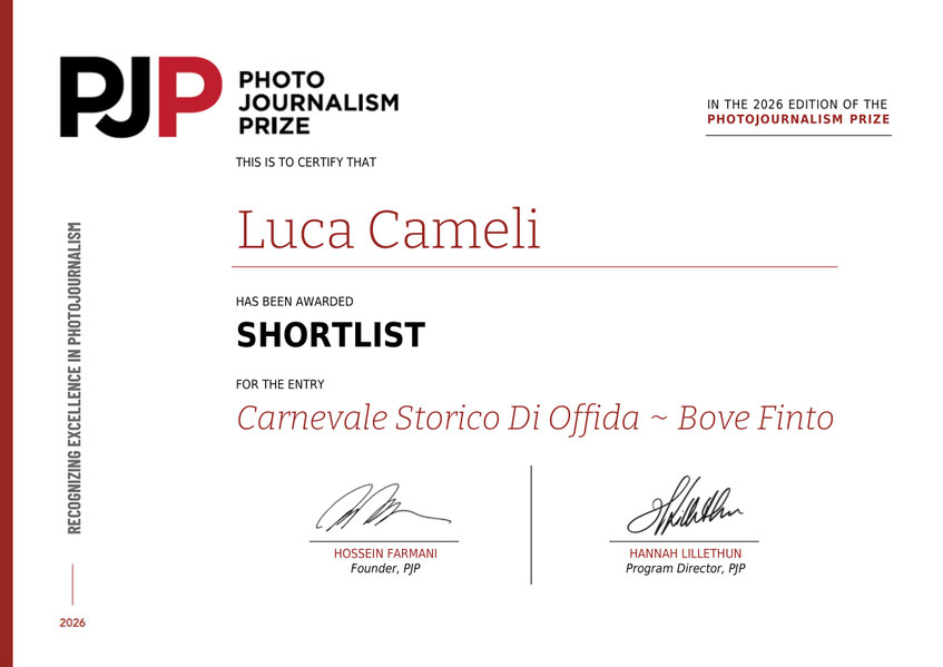 Photo Journalism Prize 2026. Recognizing Excellence In Photojournalism. Carnevale Storico di Offida ~ Bove Finto. © Luca Cameli Photographer