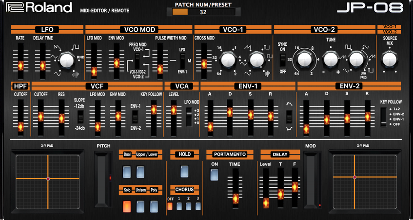 ROLAND BOUTIQUE JP-08 "MIDI EDITOR / REMOTE", VST and Standalone