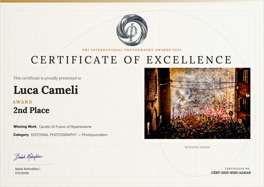 Phi Photography Awards 2025 ~ 2st Place. Cavallo Di Fuoco, Ripatransone. © Luca Cameli Photographer