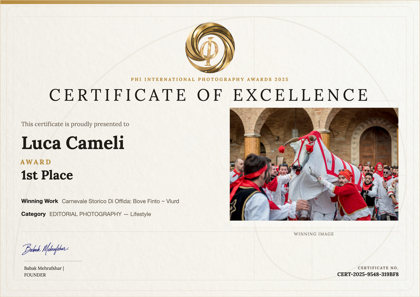 Phi Photography Awards 2025 ~ 1st Place. Carnevale Storico di Offida. © Luca Cameli Photographer