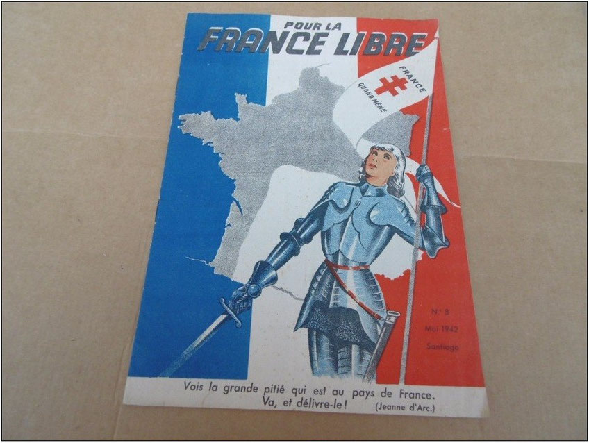 Livret résistant « Pour la France libre »  Chili 1942 Jeanne d’Arc