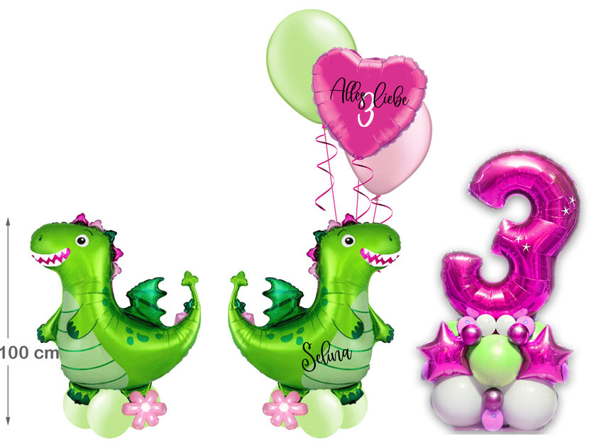 Drachen grün Luftballons xxl Folienballon Geburtstag Helium Party 