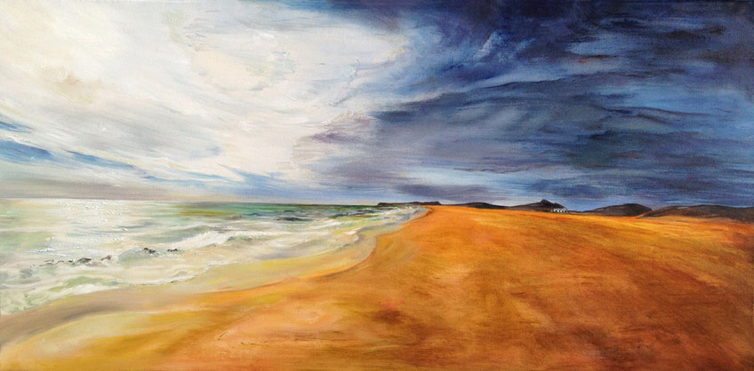 Aufziehendes Unwetter (Porto Santo) - Acryl - 50x100 - Heidemarie Franz