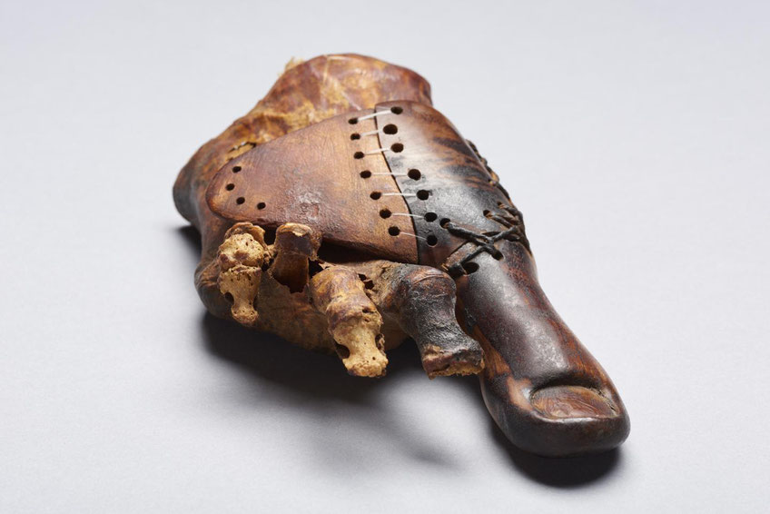 Toe prosthesis of a female burial from the Theban tomb TT95, early first millennium BC. Egyptian Museum Cairo, JE100016a. Credit: University of Basel, LHTT. Image: Matja Kačičnik