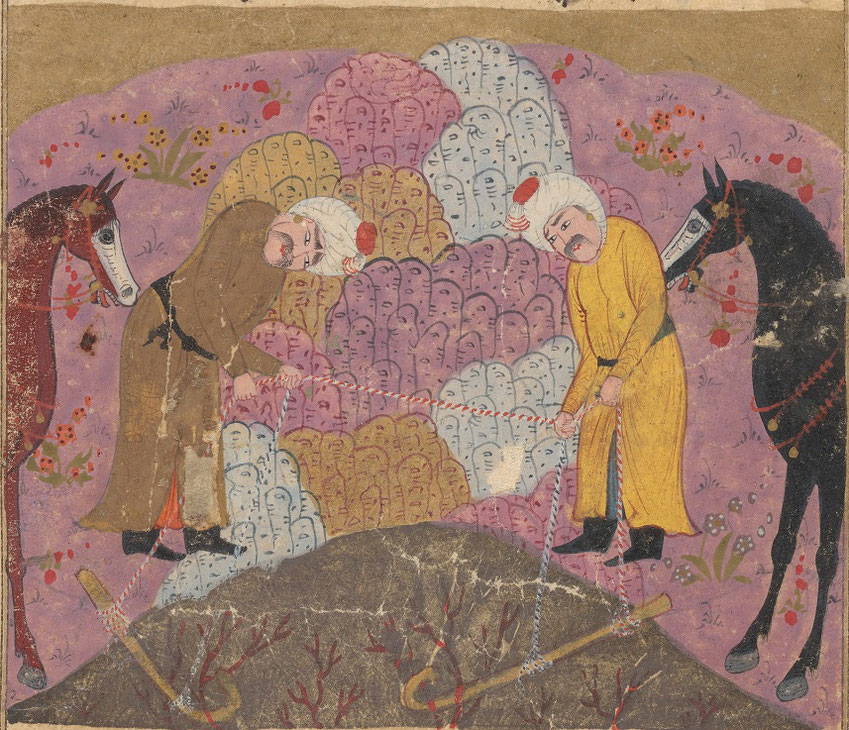 From Qazwini’s Cosmography. Harvesting method for coral trees from the bottom of the sea. But coral trees were considered semi-precious stones especially in China with most Chinese authors mentioning them.
