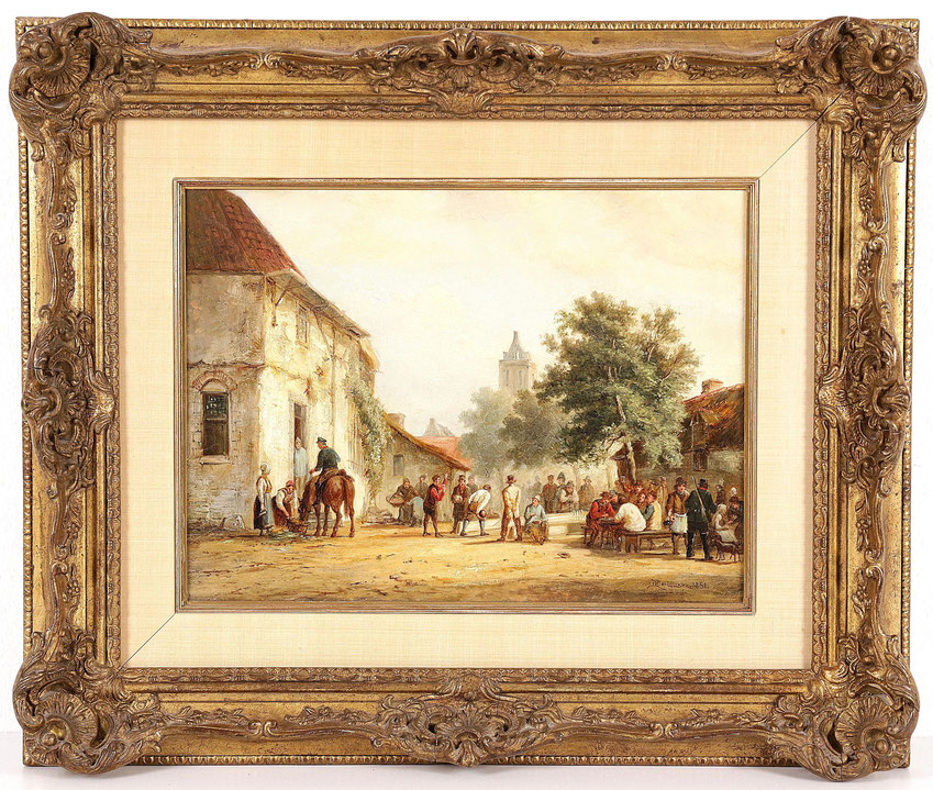 te_koop_aangeboden_een_olieverf_schilderij_een_dorpsgezicht_van_de_kunstenaar_william_raymond_dommersen_1859-1927