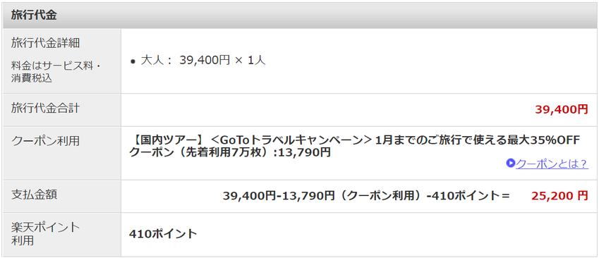 GoToトラベル割引