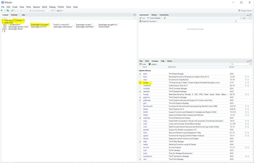 Show all R packages loaded into memory and available to use