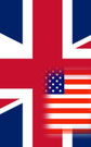 Flagge der USA und Großbritannien als Symbol für die Englische Sprache