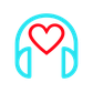 Herz in blauem kopfhörer, Logo der Podcastberatung