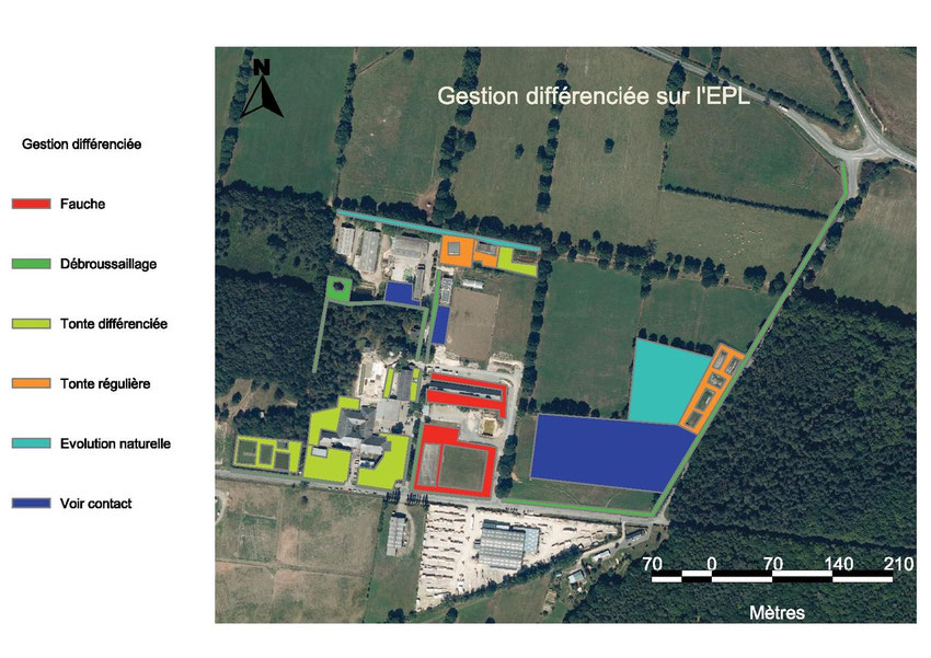 Carte de gestion différenciée des espaces paysagers de l'EPL (2012) - C. MOINET; N.PAILLAUD; B.POIRAULT; S.ROSSARD; M.SPAGNOL.