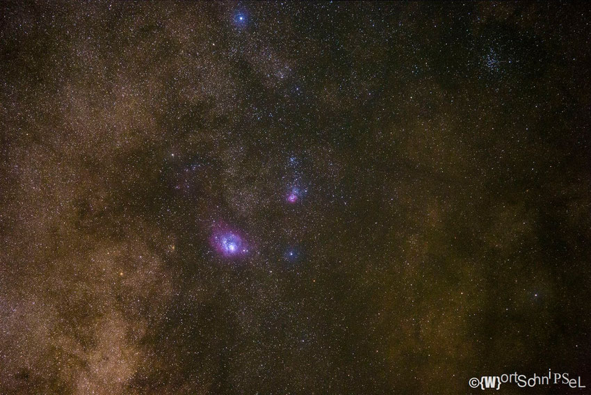 perfekte Bedingungen für Sternenfotografie und die Entdeckung des Lagunennebels (M8) oder des Trifidnebels (M20)