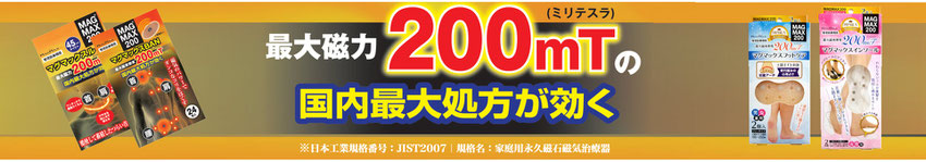 製品一覧｜MAGMAX200｜最大磁力200mTの国内最大処方が効く