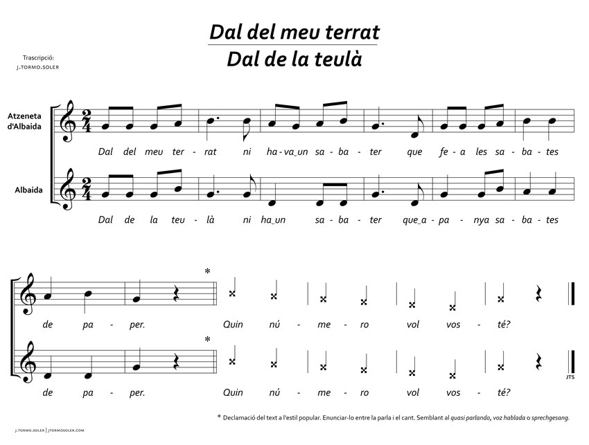 Cançons tradicionals - J. Tormo Soler - Compositor, director i guitarrista - Dalt del meu terrat - Dalt de la teulà