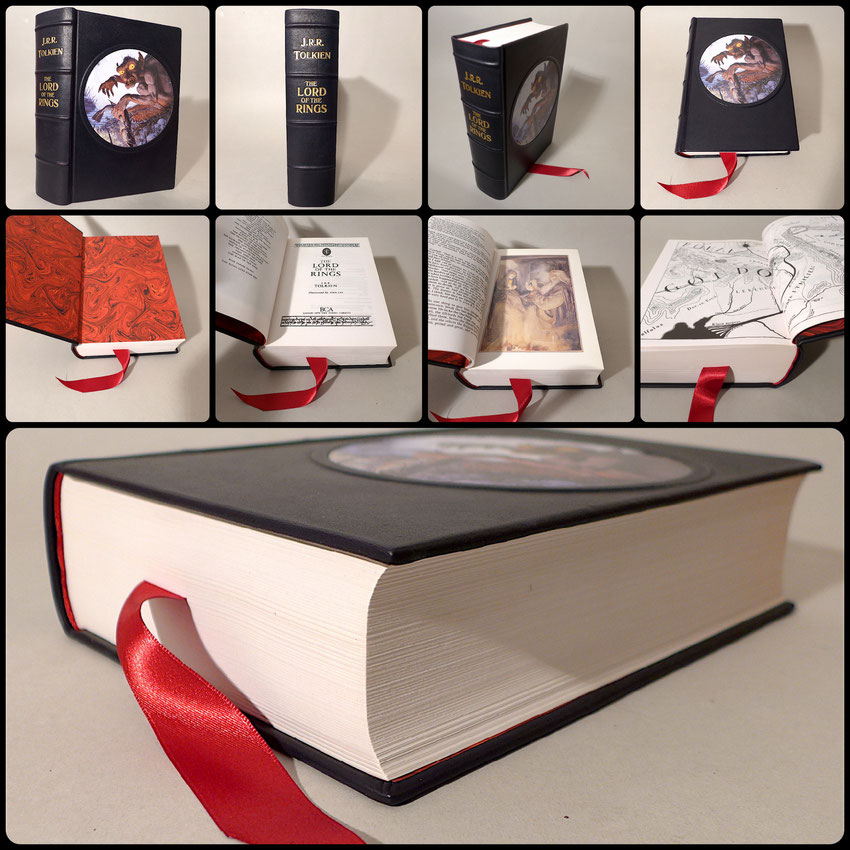 The Lord of The Rings custom binding full black leather book