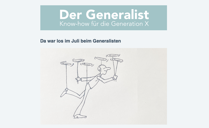 Screenshot des Newsletters "Der Generalist - Know-how für die Generation X"