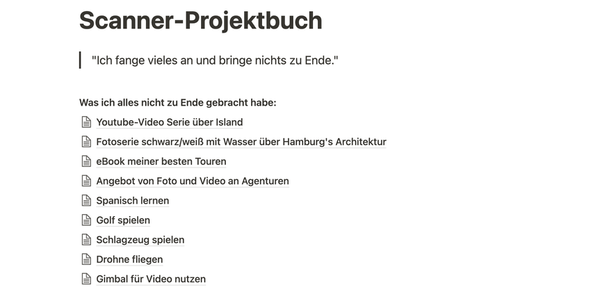 Scanner-Projektbuch