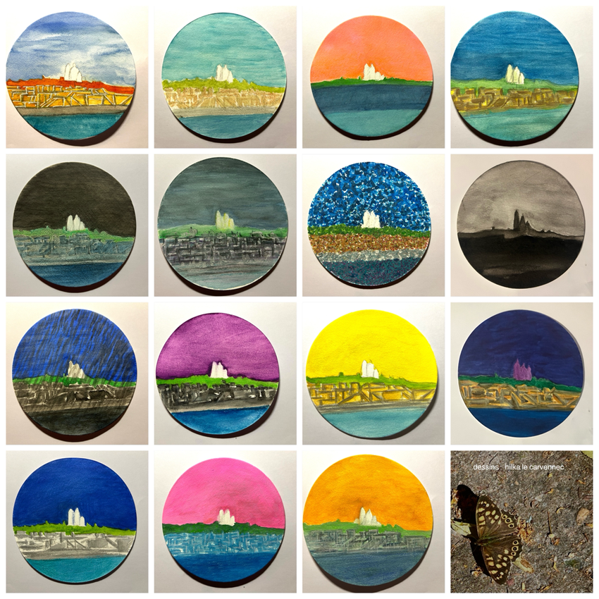 Aquarelles, Basilique du Sacré-Coeur vu du Musée d'Orsay, 2023