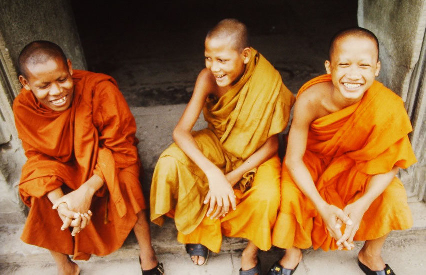 Smiley young monks Cambodia 1998