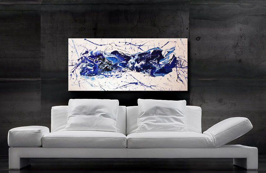 Wandbilder XXL von Wandbilderkunst.de, 120 x 60 cm, blau