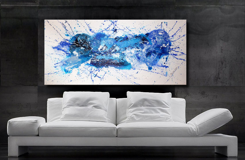 Wandbilder XXL von Wandbilderkunst.de, 120 x 60 cm, blau