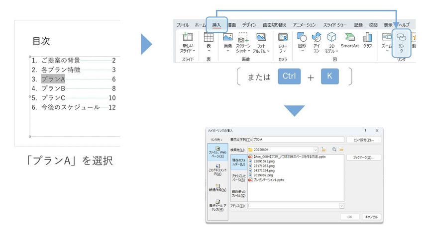 パワポでの目次の作り方【目次から任意のスライドへジャンプする方法】