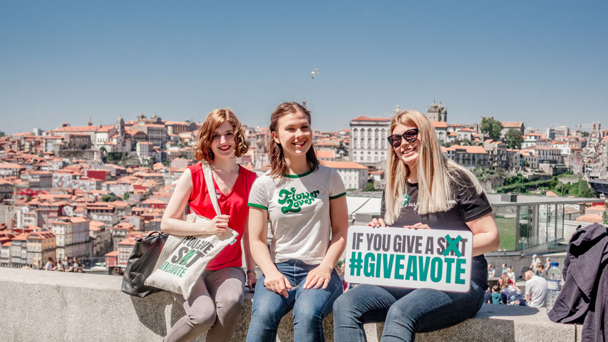 Members of 'Give A Vote' in Porto