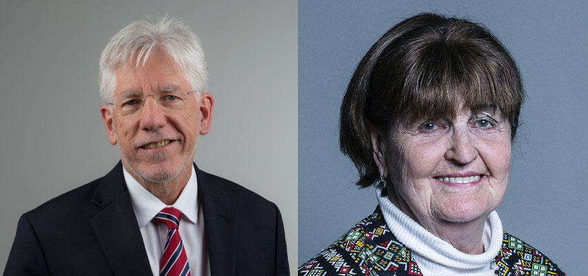 John Eibner of Christian Solidarity International and Caroline Cox, Member of the House of Lords and Founder of Humanitarian Aid Relief Trust (HART)