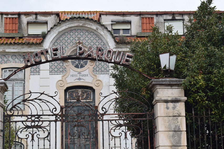 Derelict hotel parque in São Martinho do Porto, Nazare, Portugal